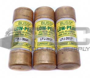 LOT OF 3 NEW BUSSMANN LPJ-20SP LOW-PEAK FUSES CLASS J 600VAC