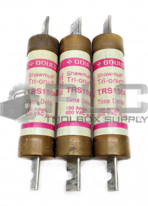 LOT OF 3 GOULD SHAWMUT TRS150R TRI-ONIC TIME-DELAY FUSES CLASS RK5 600VAC