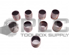 LOT OF 9 NEW 1-11/16" OD, 1-3/8" ID, 1-11/16" LENGTH CARBON STEEL PIPE NIPPLES
