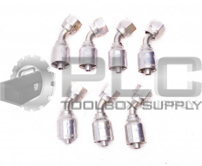 LOT OF 7 NEW PARKER 1J743-8-6 45° HOSE FITTING 3/4" ID FEMALE THREAD X 3/8" HOSE