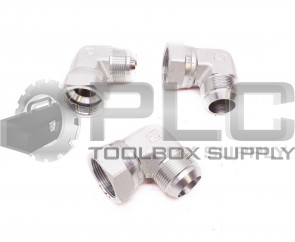 LOT OF 3 NEW PARKER 90° FITTING 1-9/16" ID FEMALE SWL, 1-1/16" ID 1-5/8" OD MALE