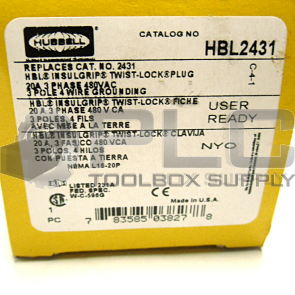 NEW HUBBELL HBL2431 TWIST LOCK PLUG 20A 480V 3 POLE 4 WIRE