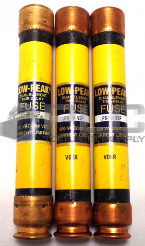 NEW LOT OF 3 BUSSMANN LPS-RK-9SP DUAL ELEMENT TIME DELAY FUSE N