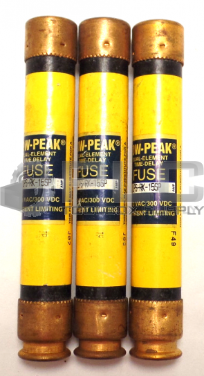 NEW LOT OF 3 BUSSMANN LPS-RK-15SP LOW PEAK DUAL ELEMENT TIME DELAY FUSE 