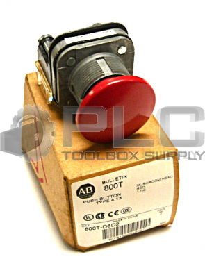NEW ALLEN BRADLEY 800T-D6D2 SER T MOMENTARY PUSH BUTTON 30MM MUSHROOM RED HEAD