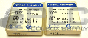LOT OF 2 NEW FERRAZ SHAWMUT GSC2 TIME DELAY FUSE QTY:10
