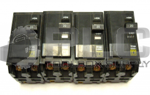 LOT OF 4 SQUARE D DP-4075 CIRCUIT BREAKER 20 AMP 120/240