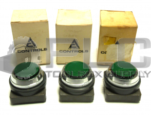 NEW LOT OF 3 ALLIS-CHALMERS OT-P1G PUSHBUTTON GREEN 25-120-240.003