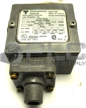 BARKSDALE E1H-H250 PRESSURE SWITCH .5-80PSI 10AMP 125/250VAC