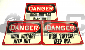 LOT OF 3 DANGER HIGH VOLTAGE KEEP OUT PLASTIC SIGNS 7X10