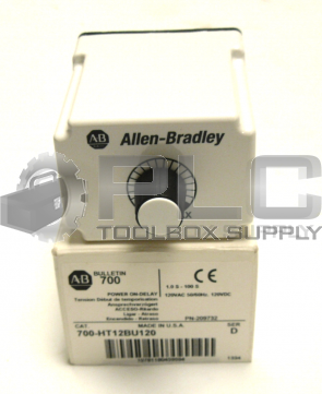 NEW ALLEN BRADLEY 700-HT12BU120 / SER D POWER ON-DELAY 120VAC 50/60HZ 120VDC