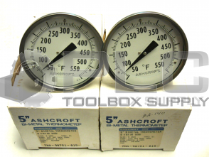 NEW LOT OF 2 ASHCROFT 50EI60R060/5" BIMETAL THERMOMETER 50/550F