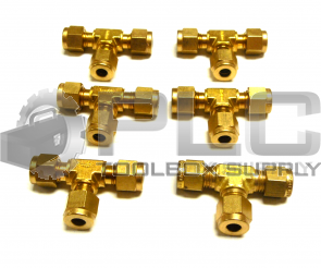 NEW LOT OF 6 SWAGELOK 1/4" 3 WAY UNION BRASS TEE