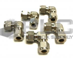 NEW LOT OF 5 SWAGELOK 3/8" 90 DEGREE UNION FITTING