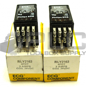 NEW LOT OF 2 ECG COMPONENT RLY2163 COIL 4PDT 3 AMPS 24VDC