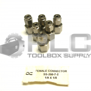 NEW LOT OF 6 SWAGELOK SS-200-7-2 FEMALE CONNECTOR 1/8" 