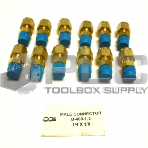 NEW LOT OF 12 SWAGELOK B-400-1-2 MALE CONNECTOR 1/4 X 1/8 