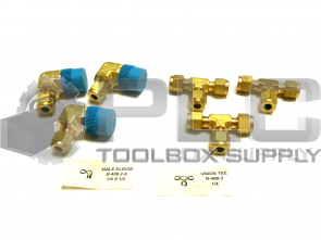 NEW MIXED LO OF 6 SWAGELOK B-400-2-8 AND B-400-3 ELBOW AND TEE 3 OF EACH T