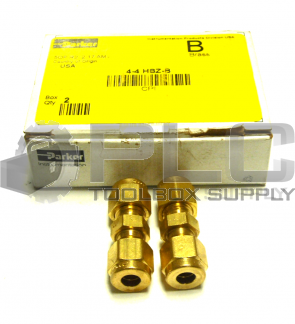 NEW BOX OF 2 PRKER 4-4 HBZ-B UNION 1/4IN TUBE OD BRASS
