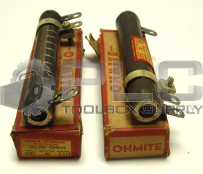NEW LOT OF 2 OHMITE 0591 CERAMIC RESISTORS 50 WATTS 100,000 OHMS