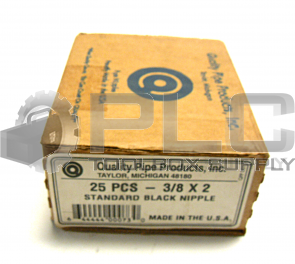 NEW SEALED BOX OF 25 QUALITY PIPE PRODUCTS 3/8 X 2 STANDARD BLACK NIPPLES 