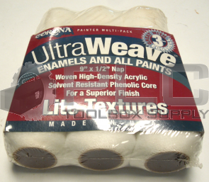NEW SEALED CORONA TRP-550F ULTRA WEAVE PAINT ROLLERS 9" X 1/2" PKG OF 3