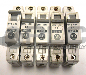 LOT OF 5 ALLEN BRADLEY 1492-CB1G010 CIRCUIT BREAKER 1492-CB1 G010 SER.B