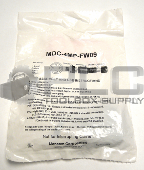 NEW SEALED MENCOM MDC-4MP-FW09 MALE STRAIGHT FIELD WIREABLE PLUG, 4 POLE