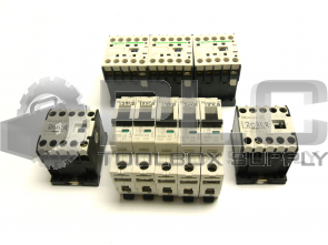MIXED LOT OF 10 MOELLER & SCHNEIDER CIRCUIT BREAKER AND CONTACTOR RELAYS