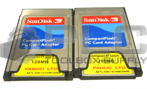 LOT OF 2 FANUC A87L-0001-0189 COMPACTFLASH 256MB AND 125MB