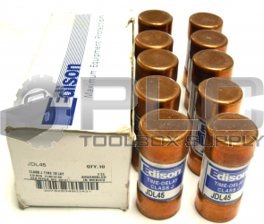 NEW EDISON BOX OF 10 JDL45 JDL DUAL ELEMENT TIME-DELAY FUSE CLASS J 45A QTY 10