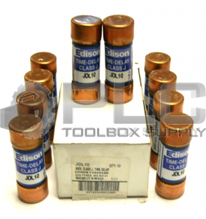 NEW BOX OF 10 EDISON JDL10 TIME DELAY FUSES 600 V CLASS J
