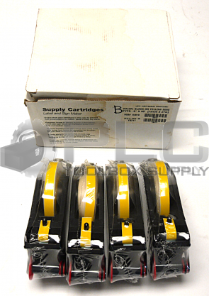 NEW IN BOX LOT OF 4 BRADY 2-8234-00 BLACK ON YELLOW TAPE CARTRIDGE .5" X 90'