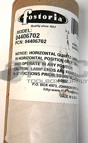 NEW IN TUBE FOSTORIA 04406702 HORIZONTAL QUARTZ LAMP 