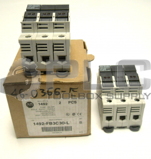 NEW LOT OF 2 ALLEN BRADLEY 1492-FB3C30-L SER B FUSE HOLDER 3POLE CLASS CC 30A 