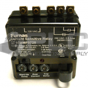 FURNAS 97AMF0728 CURRENT SENSITIVE RELAY 250 VAC, 2.5 AMP