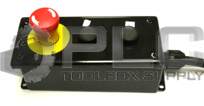 HOFFMAN E3PBG PUSHBUTTON ENCLOSURE WITH EMERGENCY STOP & 2 PUSHBUTTONS