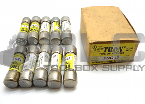 NEW LOT OF 10 NEW FUSETRON FNQ-15 FUSE TIME-DELAY 