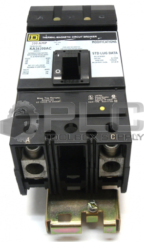 SQUARE D KA26200AC THERMAL MAGNETIC CIRCUIT BREAKER SER 2 200AMP 3POLE 600V