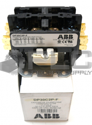 NEW IN BOX ABB DP30C2P-F DEFINITE PURPOSE CONTACTOR 2P COIL 24 VAC 50/60 HZ