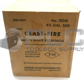 NEW SEALED BOX JUSTRITE 26040 CEASE-FIRE 1.5 GALLON SAFETY WASTE RECEPTACLE