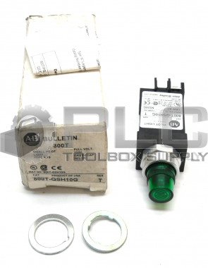 NEW ALLEN BRADLEY 800T-QSH10G /T SMALL PILOT LIGHT GREEN CAP W/LED