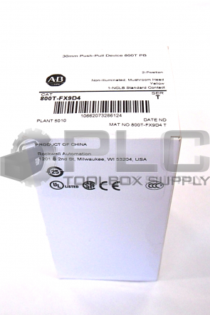 NEW ALLEN BRADLEY 800T-FX9D4 SER. T PUSH PULL SWITCH WITH YELLOW 