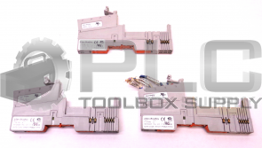 LOT OF 3 ALLEN BRADLEY 1734-MB /A INPUT MODULE BASE W/ 1734-RTB /A TERM. BLOCK