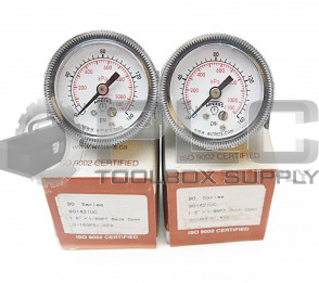LOT OF 2 NEW WINTERS 90142IUC MOUNTED GAUGE 1.5" DIAL 1/8" NPT BCK 0-160PSI