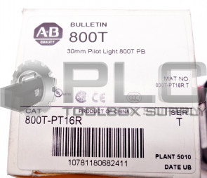 NEW ALLEN BRADLEY 800T-PT16R 30 MM PILOT LIGHT 800T PB