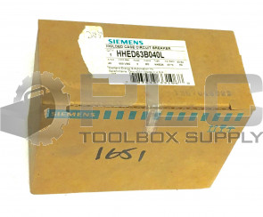 NEW SIEMENS HHED63B040L CIRCUIT BREAKER  40AMPS 600VAC 3 POLES HHED63B040