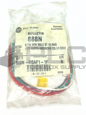 NEW ALLEN BRADLEY 888N-M5AF1-1F SERIES B 5 PIN MINI MALE RECEPTACLE