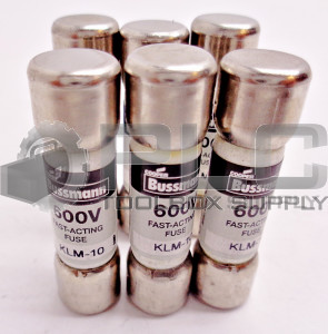 LOT OF 6 NEW BUSSMAN KLM-10 KLM 10A 600V FUSE KLM10 FAST ACTING