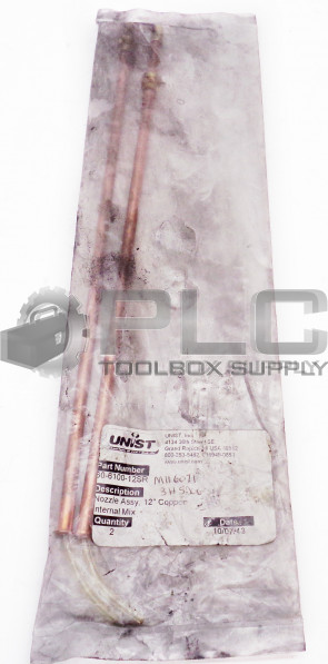 LOT OF 2 NEW UNIST 60-6100-12SR NOZZLE ASSY 12" COPPER